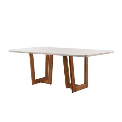 Mesa Patros 220 cm Madeira e Vidro Mobillare Imbuia/Cinamomo