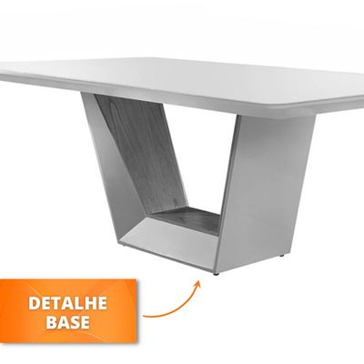 Mesa Rubi 180 cm Madeira e Vidro Mobillare Off White Imbuia/Cinamomo