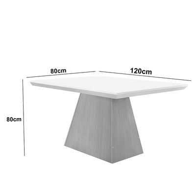 Mesa Sala de Jantar Aida 120cm Em MDF e Vidro Com Canto Copo Off