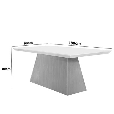 Mesa Sala de Jantar Aida 180cm Em Mdf e Vidro Com Canto Copo Off