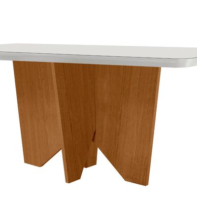 Mesa Sala de Jantar Evora 180cm Em MDF e Vidro Com Canto Copo Off