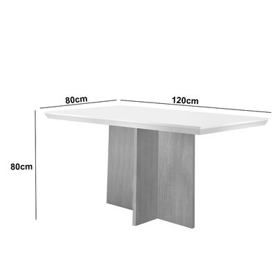 Mesa Sala de Jantar Olimpia 120cm Em MDF e Vidro Com Canto Copo Off