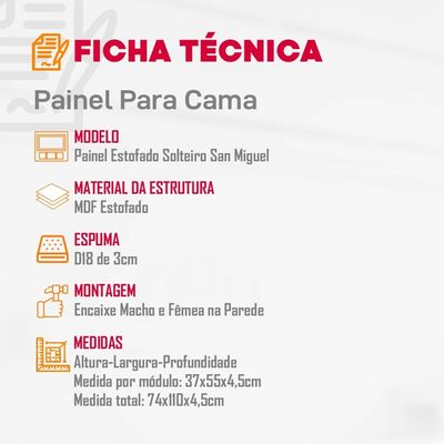 Painel Estofado Solteiro San Miguel Rufato Animalle Chocolate
