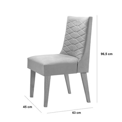 Sala de Jantar Lara 180cm em MDF e Vidro com 6 Cadeiras Safira Veludo Creme/Off White/Imbuia/Serig. Off