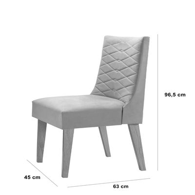 Sala de Jantar Lara 180cm MDF e com 6 Cadeiras Safira Veludo Creme/Off White/Imbuia