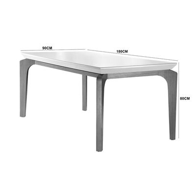 Sala De Jantar Liz 180 Tampo MDF Canto Reto Com 6 Cadeiras Safira Rufato Veludo Creme/Off White/Imbuia