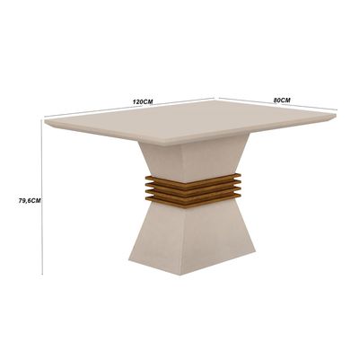 Sala de Jantar Lucy com 4 Cadeiras Grécia Rufato Off White/Imbuia/Veludo creme