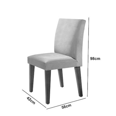Sala de Jantar Mesa Olimpia 120 MDF Canto Copo com 4 Cadeiras Grecia Creme/Off White/Imbuia Ripado