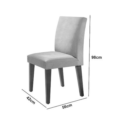 Sala de Jantar Mesa Olimpia 120 MDF Canto Copo com 4 Cadeiras Grecia Turim/Off White/Imbuia Ripado