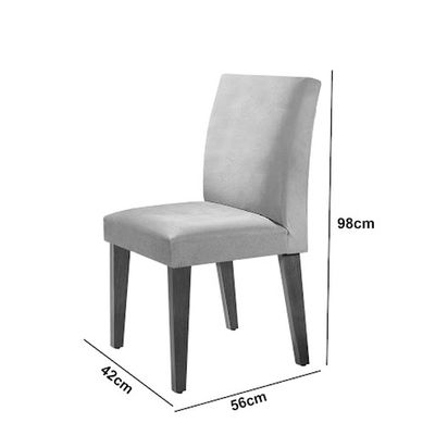 Sala de Jantar Mesa Olimpia 120 MDF Canto Reto com 4 Cadeiras Grecia Creme/Grafite/Imbuia Ripado