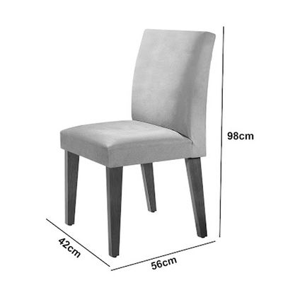 Sala de Jantar Mesa Olimpia 120 MDF Canto Reto com 4 Cadeiras Grecia Grafite/Off White/Imbuia Ripado
