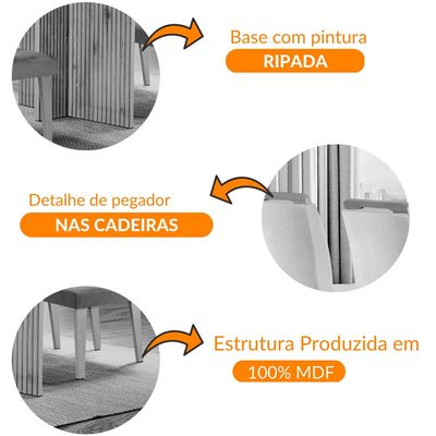 Sala de Jantar Mesa Olímpia 120CM em MDF e 4 Cadeiras Athenas Moderna Turim / Grafite / Imbuia
