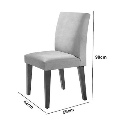 Sala de Jantar Mesa Olimpia 120 MDF Canto Reto com 4 Cadeiras Grecia Creme/Off White/Imbuia Ripado