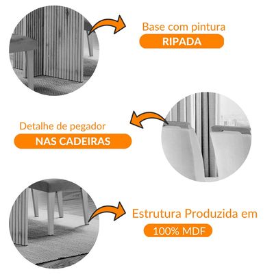 Sala de Jantar Mesa Olímpia 120CM MDF Canto Reto com 4 Cadeiras Athenas Moderna Grafite com Imbuia