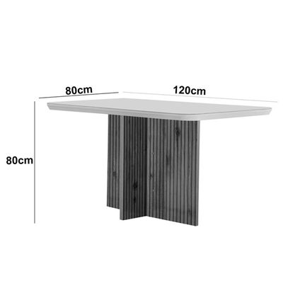 Sala de Jantar Mesa Olímpia 120CM MDF Canto Copo com 4 Cadeiras Carol Moderna Creme, Grafite e Imbuia