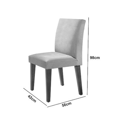 Sala de Jantar Mesa Olimpia 120mm MDF Vidro Canto Reto com 4 Cadeiras Grecia Creme/Grafite/Imbuia Ripado