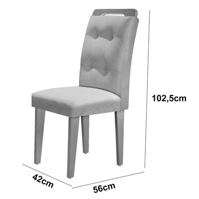Sala de Jantar Mesa Olímpia 120CM MDF Canto Reto com 4 Cadeiras Carol Moderna Turim / Off White / Imbuia
