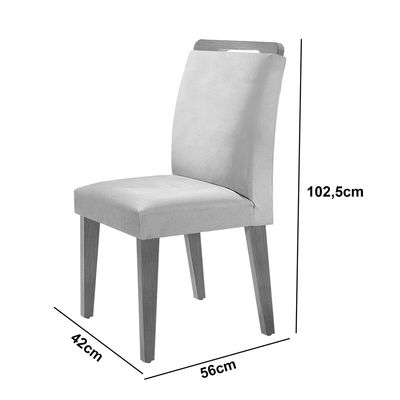 Sala de Jantar Mesa Olímpia 120CM MDF Vidro Canto Reto com 4 Cadeiras Athenas Moderna Creme, Grafite e Imbuia