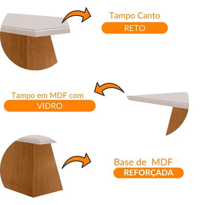 Mesa para Sala de Jantar Aida 120cm em MDF com Vidro Off