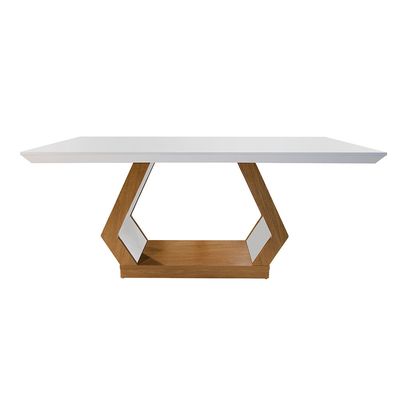 Sala de Jantar Alvorada com 6 Cadeiras Liz MDF Rufato Linho Rustico/Off White/Imbuia