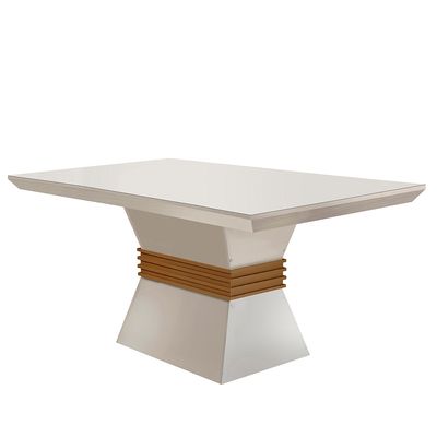 Mesa para Sala de Jantar Lucy 120cm Em MDF e Vidro Off