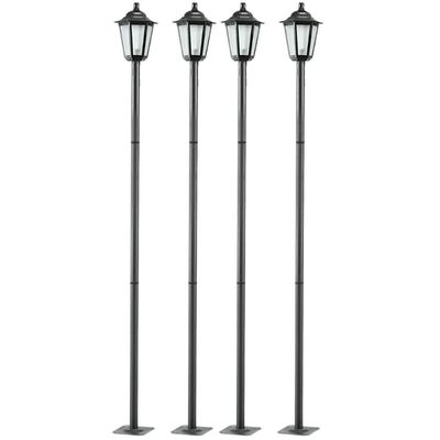 Kit 4 Postes 1,71m Luminária Grega Preto Jardim E27 Lente Fosca Clássico Dital