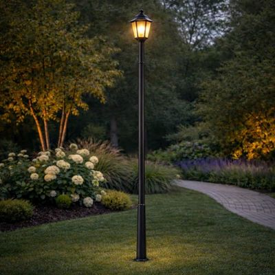 Kit 4 Postes 1,71m Luminária Grega Preto Jardim E27 Lente Fosca Clássico Dital