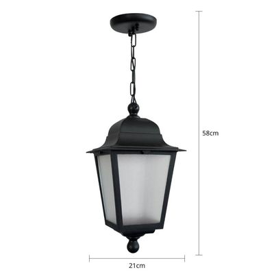 Kit 2 Lustres Pendentes Clássico Colonial Termoplástico Preto Lente Fosca E27 Soberana Dital Bivolt