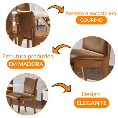 Conjunto com 2 cadeiras Bella Gold em Madeira Maciça para Sala de Jantar Mobillare Imbuia/Cinamomo Star Caramelo