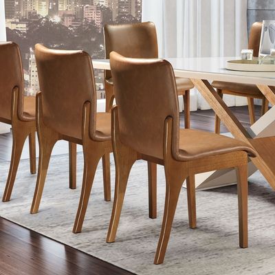 Conjunto com 2 cadeiras Bella Gold em Madeira Maciça para Sala de Jantar Mobillare Imbuia/Cinamomo Star Caramelo