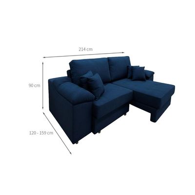 Sofá 3 Lugares Retrátil Lou Linho Azul Marinho