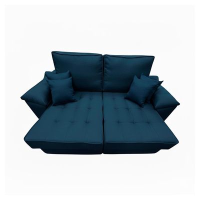 Sofá 3 Lugares Retrátil Lou Linho Azul Marinho