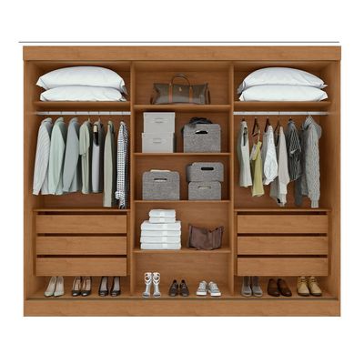 Guarda-Roupa Casal Nice 3 Portas 6 Gavetas Amêndoa Clean e Off White