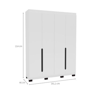 Guarda-Roupa Solteiro Madrid 4 Portas 4 Gavetas Branco