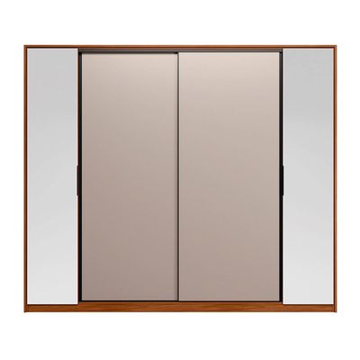 Guarda-Roupa Casal com Espelho Laredo 4 Portas 4 Gavetas Nogueira e Nude Prime