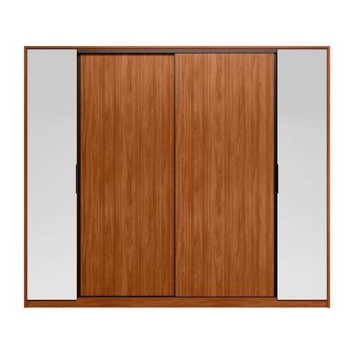 Guarda-Roupa Casal com Espelho Laredo 4 Portas 4 Gavetas Nogueira e Nude Prime