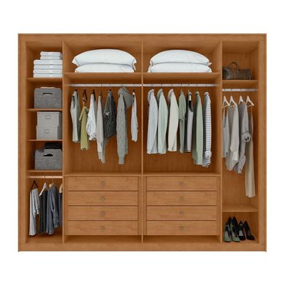 Guarda-Roupa Casal com Espelho Imperatore 6 Portas 8 Gavetas Amêndoa Clean