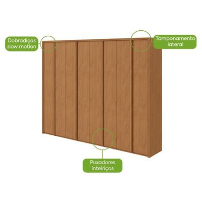 Guarda-Roupa Casal com Pés Ergon 8 Portas 6 Gavetas Amêndoa Clean