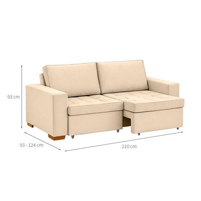 Sofá 3 Lugares Retrátil Classic Linho Bege