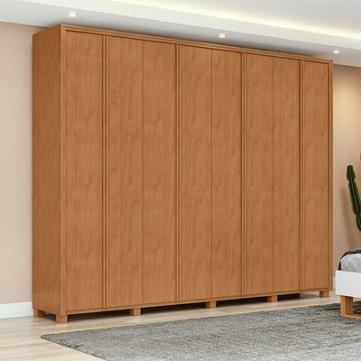 Guarda-Roupa Casal com Pés Ergon 8 Portas 6 Gavetas Amêndoa Clean