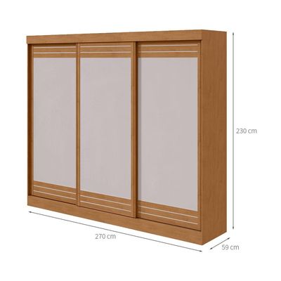 Guarda-Roupa Casal Nice 3 Portas 4 Gavetas Amêndoa Clean e Off White