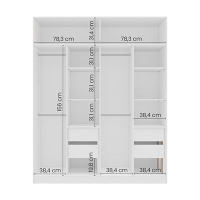 Guarda-Roupa Solteiro Madrid 4 Portas 4 Gavetas Branco e Azul