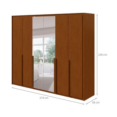 Guarda-Roupa Casal com Espelho Imperatore 6 Portas 8 Gavetas Frassino