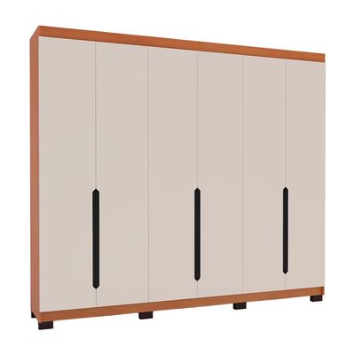 Guarda-Roupa Casal Madrid 6 Portas 4 Gavetas Freijó e Creme