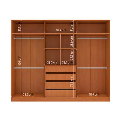 Guarda-Roupa Casal Madrid 6 Portas 4 Gavetas Freijó e Creme