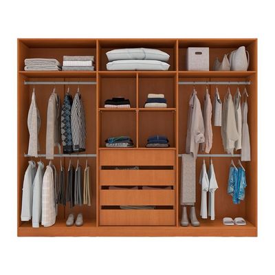 Guarda-Roupa Casal Madrid 6 Portas 4 Gavetas Freijó e Creme