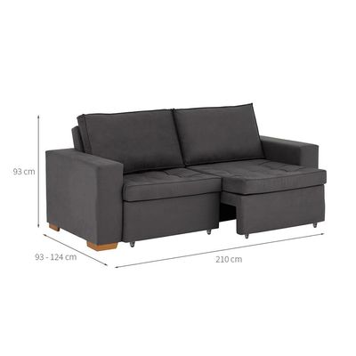 Sofá 3 Lugares Retrátil Classic Suede Grafite