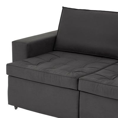 Sofá 3 Lugares Retrátil Classic Suede Grafite