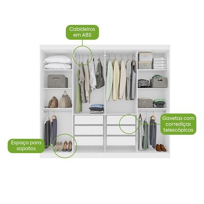 Guarda-Roupa Casal Serenata 8 Portas 6 Gavetas Branco