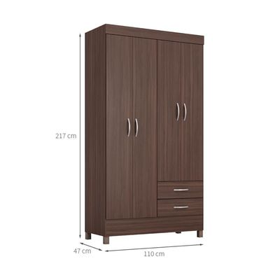 Guarda-Roupa Solteiro Astro 4 Portas 2 Gavetas Café Touch